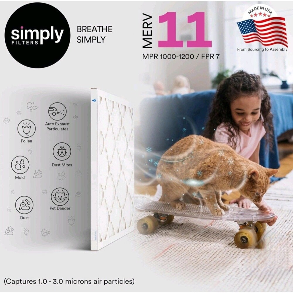 Simply Filters 18x20x1 MERV 11, MPR 1000, AC Furnace HVAC Air Filter 2-pack